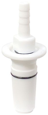 [GEN - PTFE-2440-KF25-38] PTFE 24/40 to KF25 or 3/8" Hose Barb Adapter w/ Viton O-rings